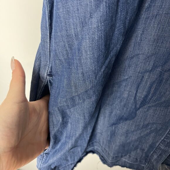 Madewell Shirt Dress Womens Large Blue Button Front Short Sleeve Collared 200 - Picture 5 of 9